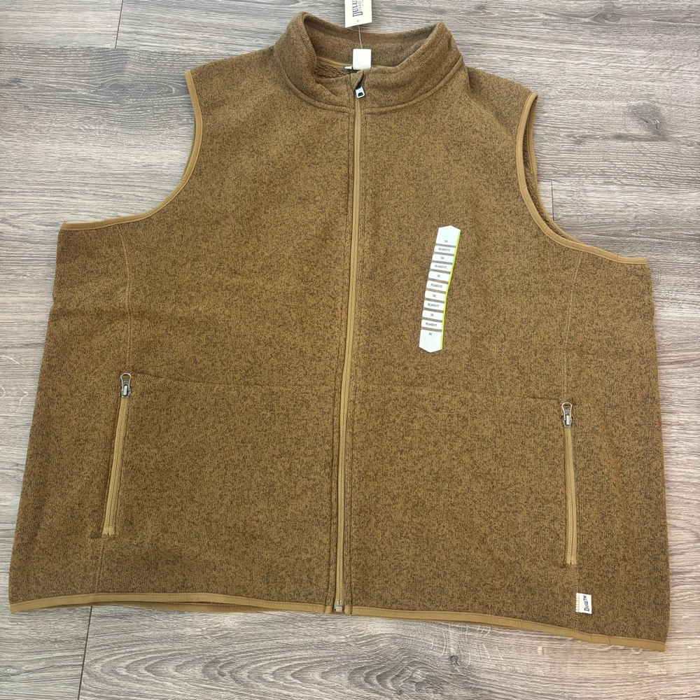 Men's Duluth Trading Brown Sweater Fleece Zip Vest 3XL NWT